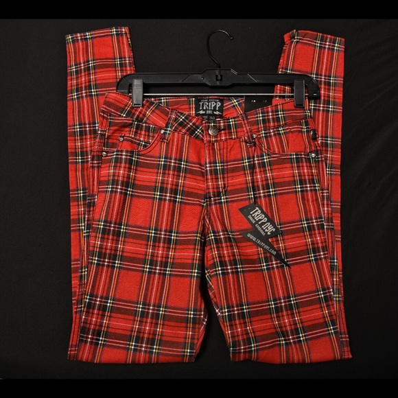 Tripp nyc Denim - Tripp NYC Sz 26X31 Red Plaid Skinny Jeans Jegging